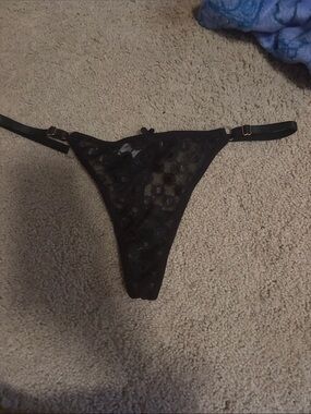 DREW Black Lace Sheer Thong Panty